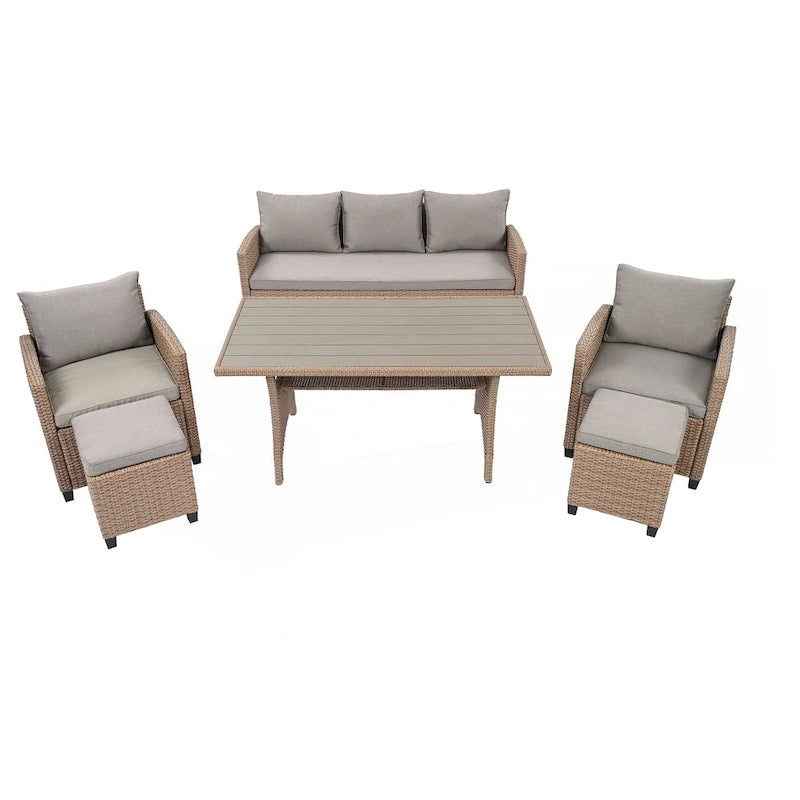6-Piece Outdoor Rattan Wicker Set