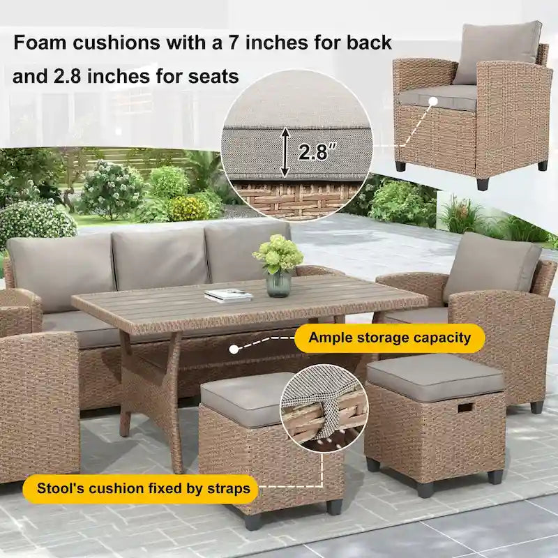 6-Piece Outdoor Rattan Wicker Set