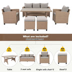 6-Piece Outdoor Rattan Wicker Set