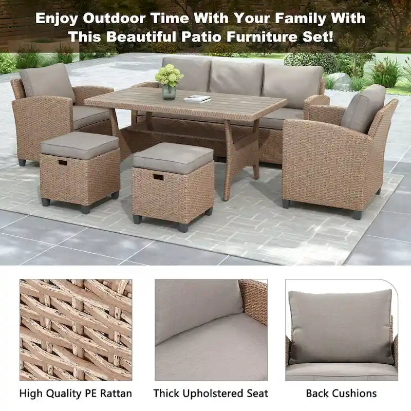 6-Piece Outdoor Rattan Wicker Set