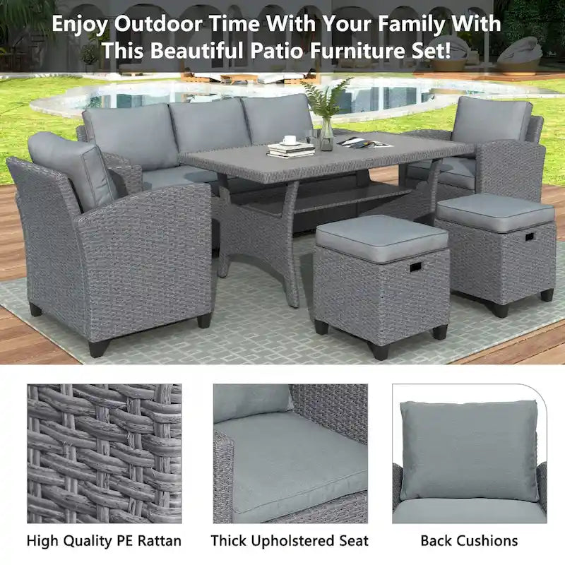 6-Piece Outdoor Rattan Wicker Set