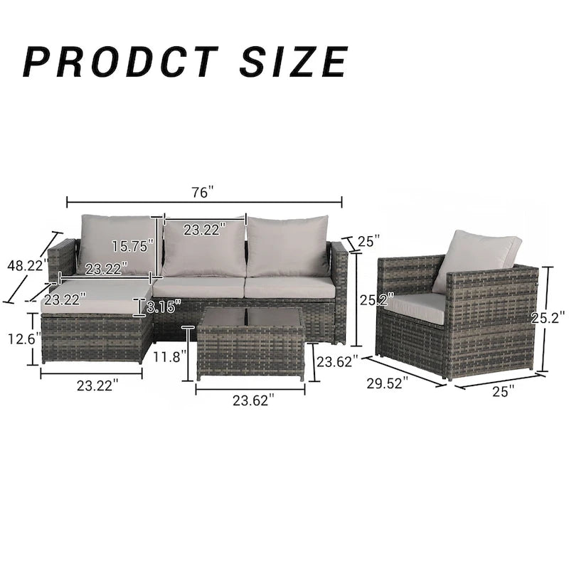 3 Pieces Patio Furniture Set
