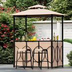 Costway 6.5 x 4 x 8 FT Grill Gazebo Set with 2 Bar Stools, Tempered - See Details