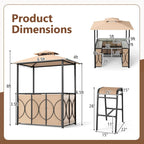 Costway 6.5 x 4 x 8 FT Grill Gazebo Set with 2 Bar Stools, Tempered - See Details