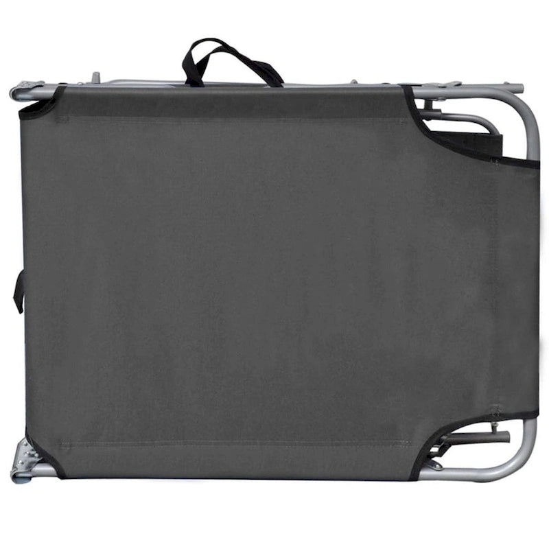 Keli Folding Chaise Lounger with Sun Canopy, Gray Aluminum, 74 Inch