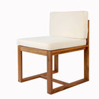5 Piece Acacia Wood Patio Dining Set with 70 Inch Table and 4 Chairs in Teak Beige Finish with Iron Legs Outdoor Furniture
