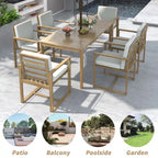 7 Pcs Outdoor Patio Dining Table and Chair Set, All-Weather Patio Furniture Set, Dining Table with Umbrella Hole and 6 Chairs