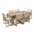 7 Pcs Outdoor Patio Dining Table and Chair Set, All-Weather Patio Furniture Set, Dining Table with Umbrella Hole and 6 Chairs