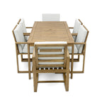 7 Pcs Outdoor Patio Dining Table and Chair Set, All-Weather Patio Furniture Set, Dining Table with Umbrella Hole and 6 Chairs