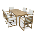 7 Pcs Outdoor Patio Dining Table and Chair Set, All-Weather Patio Furniture Set, Dining Table with Umbrella Hole and 6 Chairs