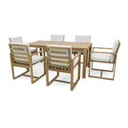 7 Pcs Outdoor Patio Dining Table and Chair Set, All-Weather Patio Furniture Set, Dining Table with Umbrella Hole and 6 Chairs
