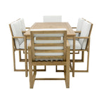 7 Pcs Outdoor Patio Dining Table and Chair Set, All-Weather Patio Furniture Set, Dining Table with Umbrella Hole and 6 Chairs