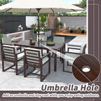 7 Pcs Outdoor Patio Dining Table and Chair Set, All-Weather Patio Furniture Set, Dining Table with Umbrella Hole and 6 Chairs