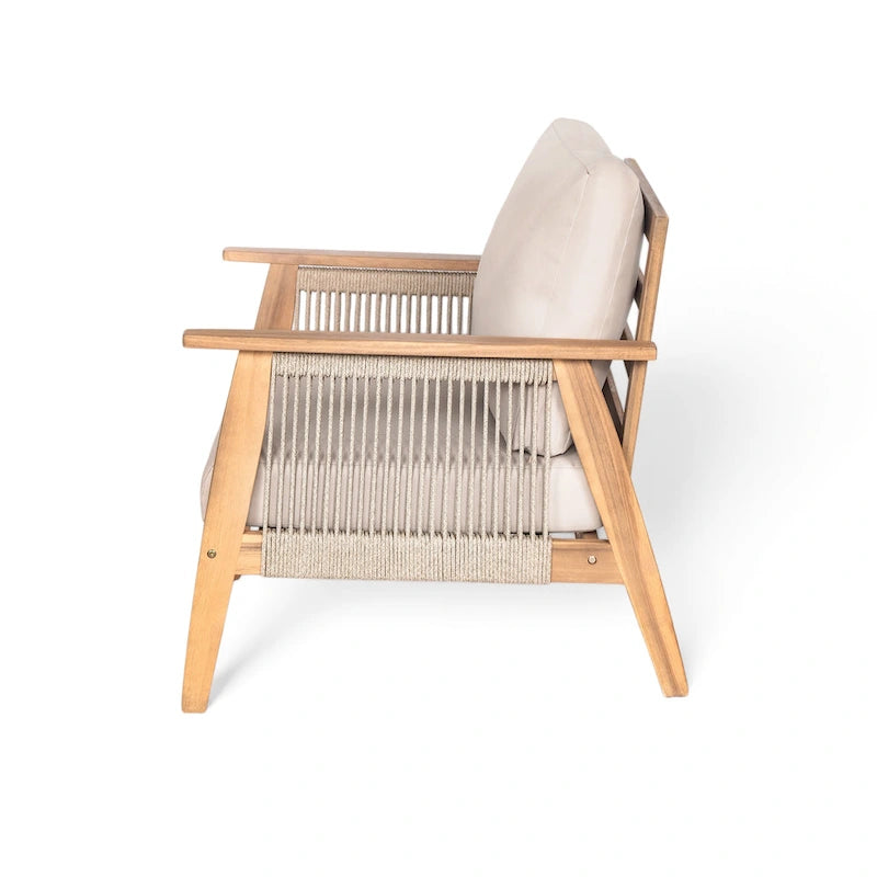 Outdoor 2-piece Acacia Wood and Rope Patio Chat Set