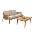 Outdoor 2-piece Acacia Wood and Rope Patio Chat Set