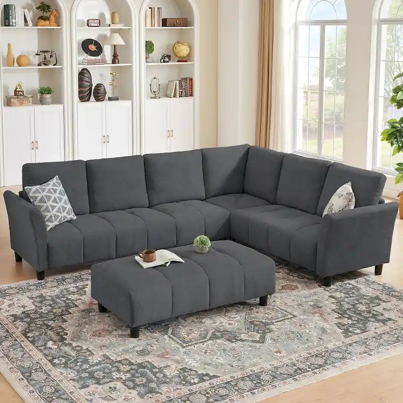 102.56  W Reversible Sectional Sofa with Corner Seat & Extended Bench