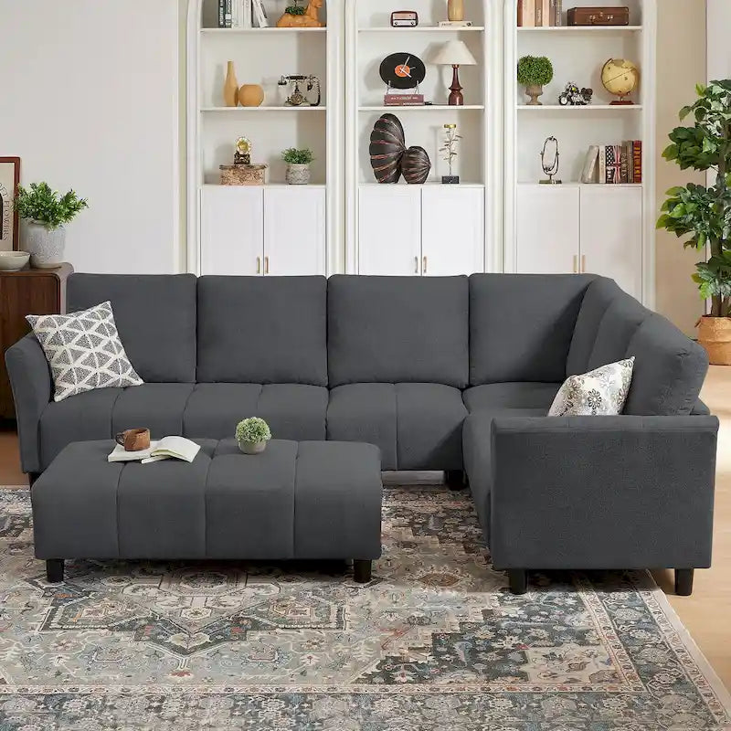 102.56  W Reversible Sectional Sofa with Corner Seat & Extended Bench