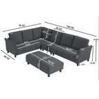 102.56  W Reversible Sectional Sofa with Corner Seat & Extended Bench