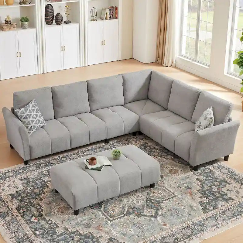 102.56  W Reversible Sectional Sofa with Corner Seat & Extended Bench