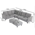 102.56  W Reversible Sectional Sofa with Corner Seat & Extended Bench