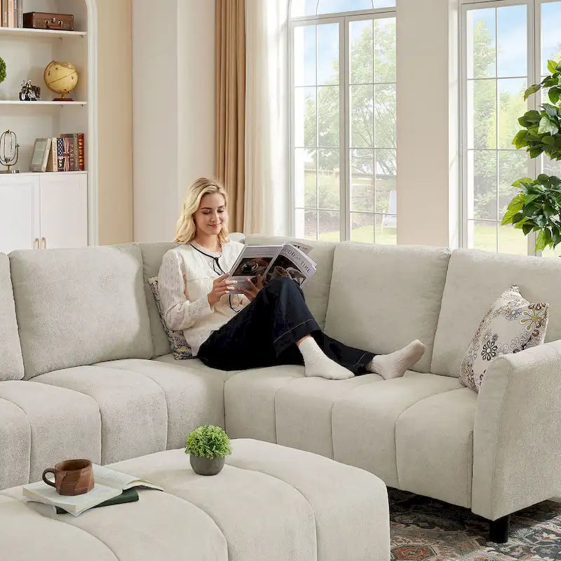 102.56  W Reversible Sectional Sofa with Corner Seat & Extended Bench