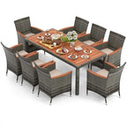 Costway 9 Pieces Outdoor Wicker Dining Set with Acacia Wood Table and - See Details
