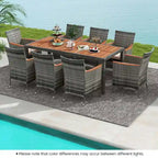 Costway 9 Pieces Outdoor Wicker Dining Set with Acacia Wood Table and - See Details