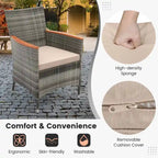 Costway 9 Pieces Outdoor Wicker Dining Set with Acacia Wood Table and - See Details
