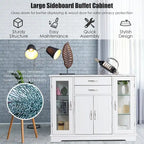 Costway Buffet Storage Cabinet Console Cupboard W/Glass Door Drawers