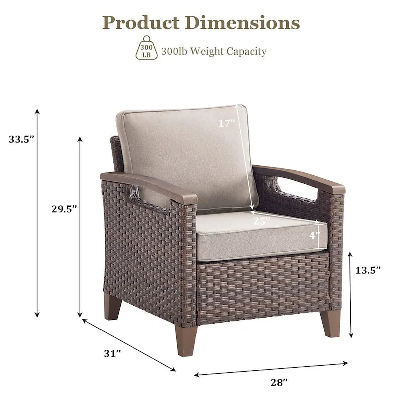 High Back Outdoor Patio Chairs Beige Cushion