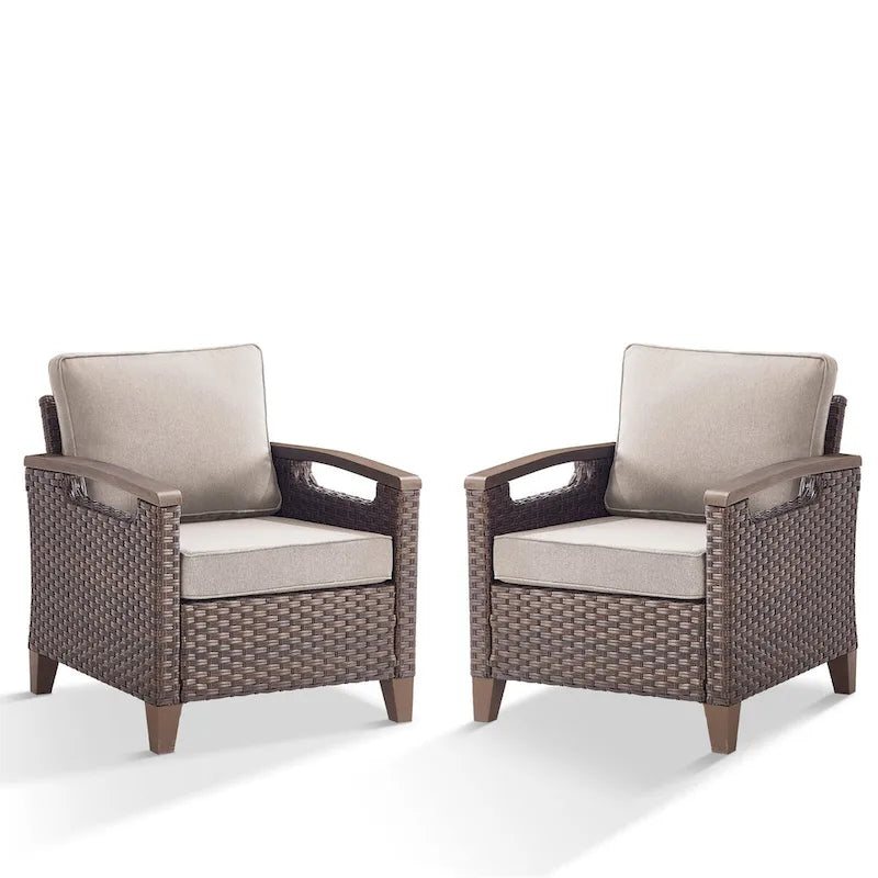 High Back Outdoor Patio Chairs Beige Cushion