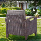 High Back Outdoor Patio Chairs Beige Cushion
