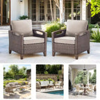 High Back Outdoor Patio Chairs Beige Cushion