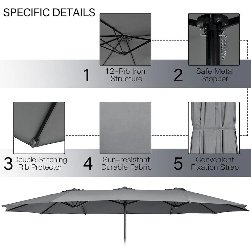 Gymax 9 Piece Patio Wicker Dining Set w/ Double-Sided Patio Grey
