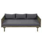 Daybed 3-Seater Slat Design Acacia Wood Waterproof Fabric Outdoor Lounger