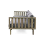 Daybed 3-Seater Slat Design Acacia Wood Waterproof Fabric Outdoor Lounger