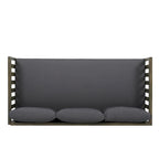 Daybed 3-Seater Slat Design Acacia Wood Waterproof Fabric Outdoor Lounger