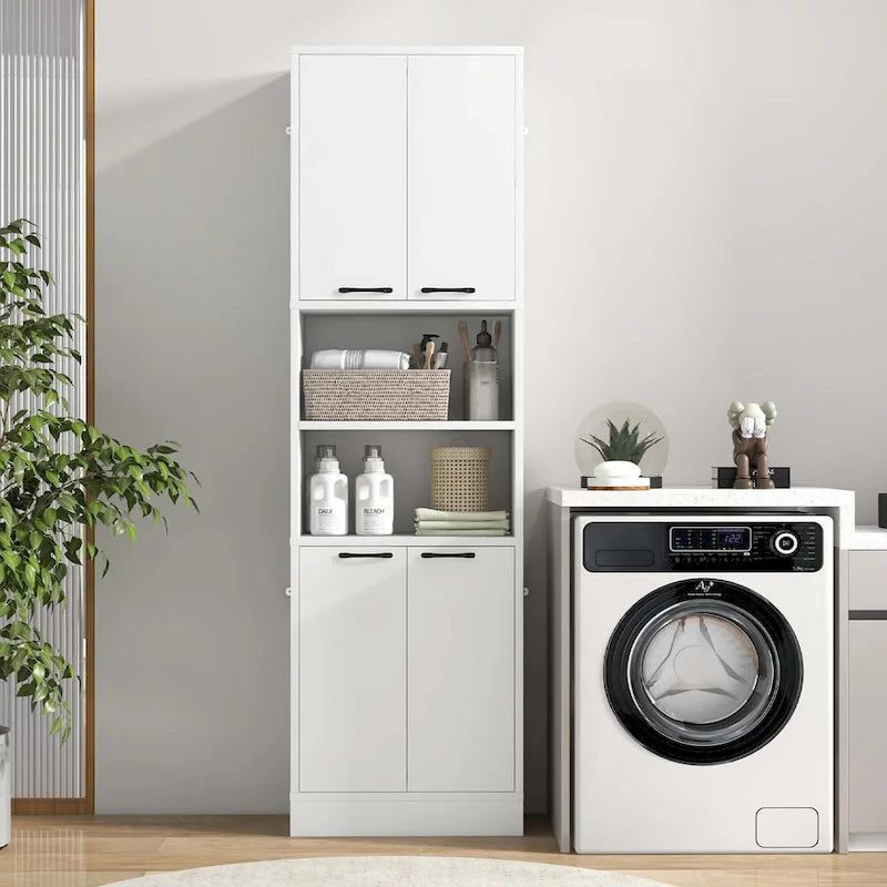 Costway 75  Tall Bathroom Storage Cabinet with 4 Doors & 2 Open - See Details