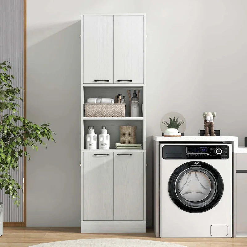 Costway 75  Tall Bathroom Storage Cabinet with 4 Doors & 2 Open - See Details