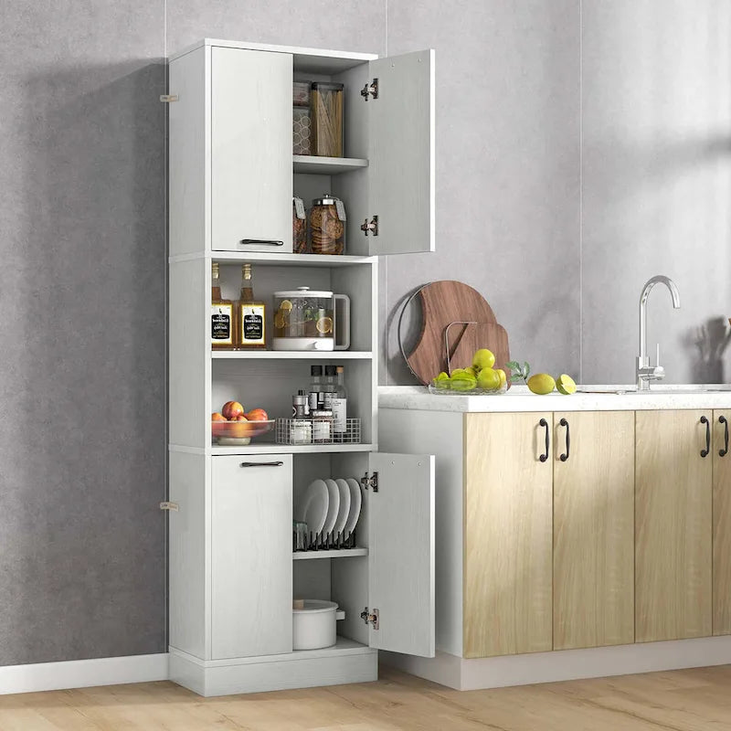 Costway 75  Tall Bathroom Storage Cabinet with 4 Doors & 2 Open - See Details
