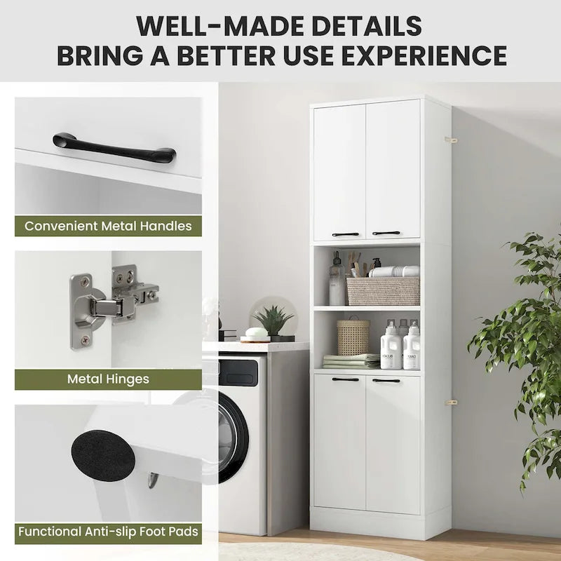 Costway 75  Tall Bathroom Storage Cabinet with 4 Doors & 2 Open - See Details