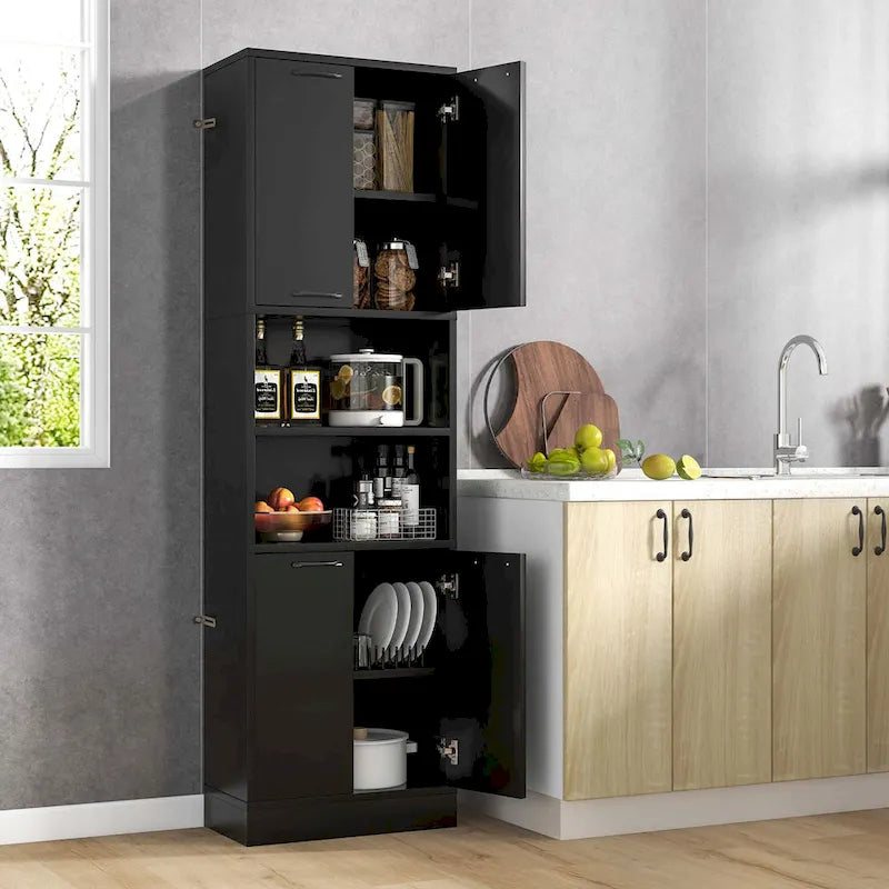 Costway 75  Tall Bathroom Storage Cabinet with 4 Doors & 2 Open - See Details