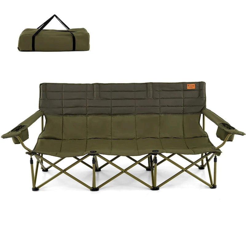 Costway Oversized 3 Person Camping Chair Portable Folding Camp Couch - See Details