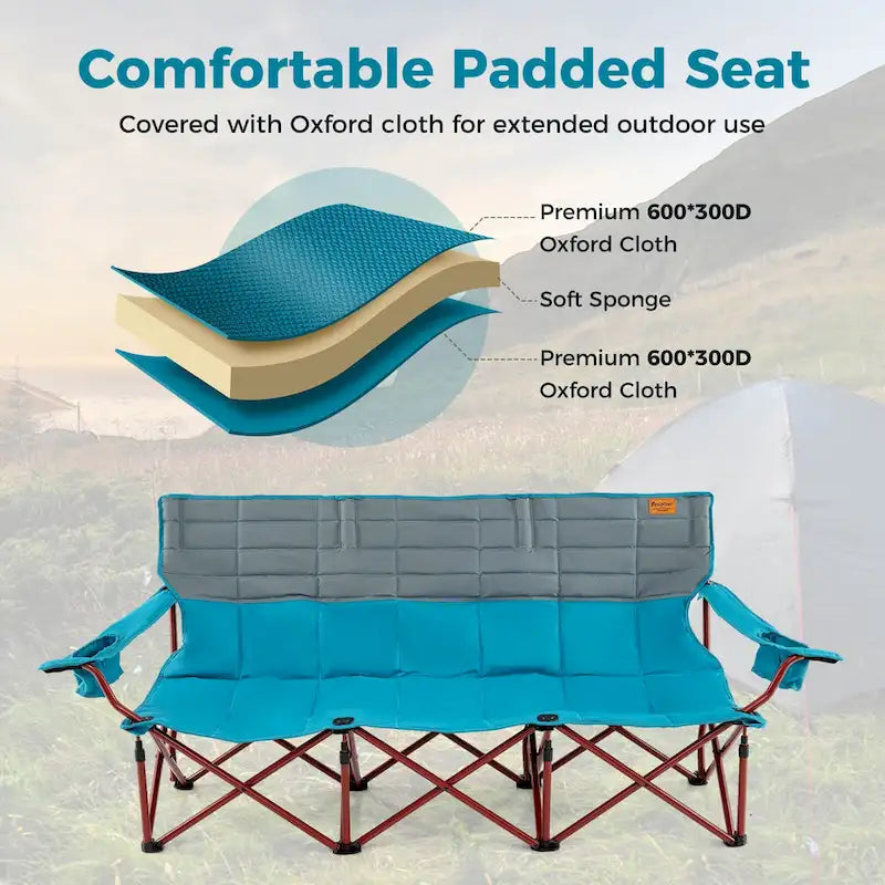 Costway Oversized 3 Person Camping Chair Portable Folding Camp Couch - See Details