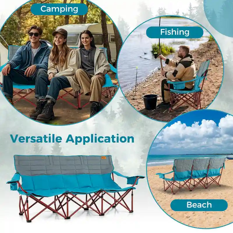 Costway Oversized 3 Person Camping Chair Portable Folding Camp Couch - See Details