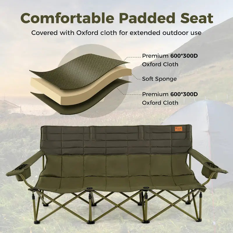 Costway Oversized 3 Person Camping Chair Portable Folding Camp Couch - See Details