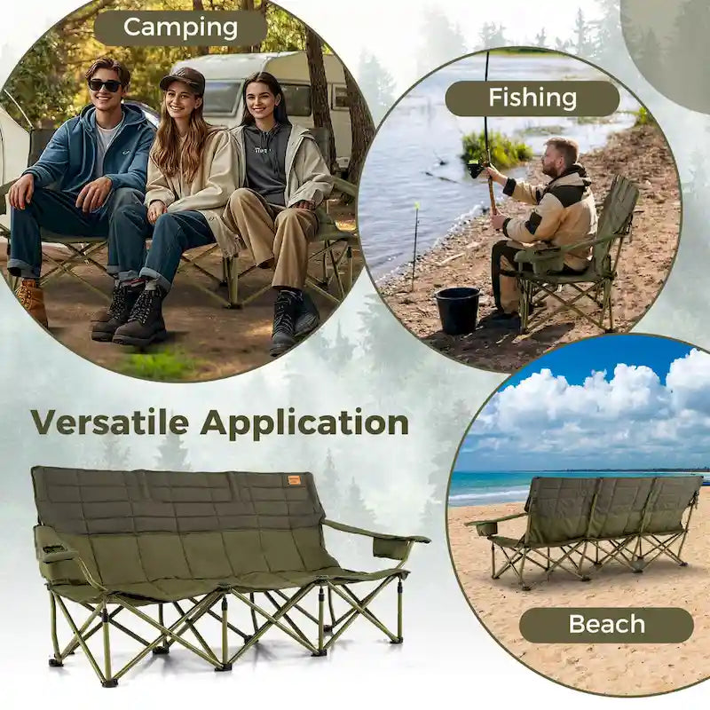 Costway Oversized 3 Person Camping Chair Portable Folding Camp Couch - See Details