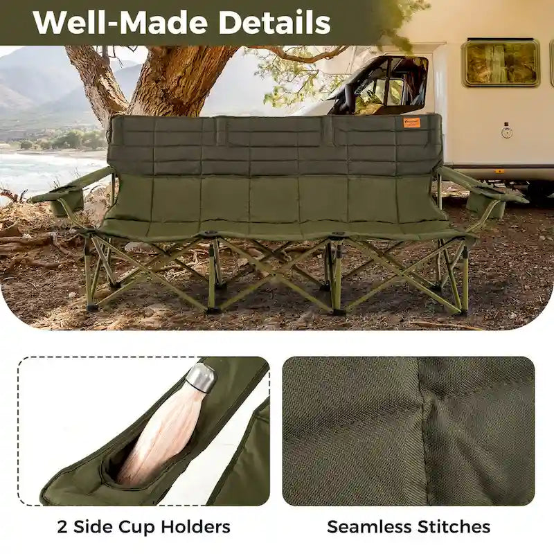 Costway Oversized 3 Person Camping Chair Portable Folding Camp Couch - See Details