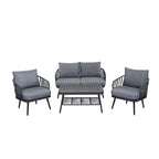4-Piece Outdoor Patio Furniture Set, All Weather Sectional Furniture Set with Woven Rope Chairs and Coffee Table