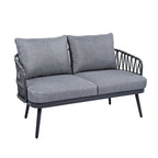 4-Piece Outdoor Patio Furniture Set, All Weather Sectional Furniture Set with Woven Rope Chairs and Coffee Table